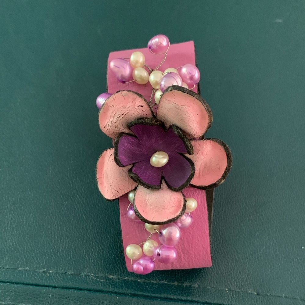 Handmade painted leather bracelet